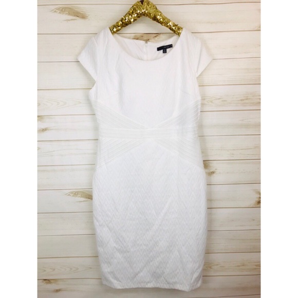 Signature by Sangria Dresses & Skirts - NWT sangria Petite Textured Sheath Dress Ivory 14P